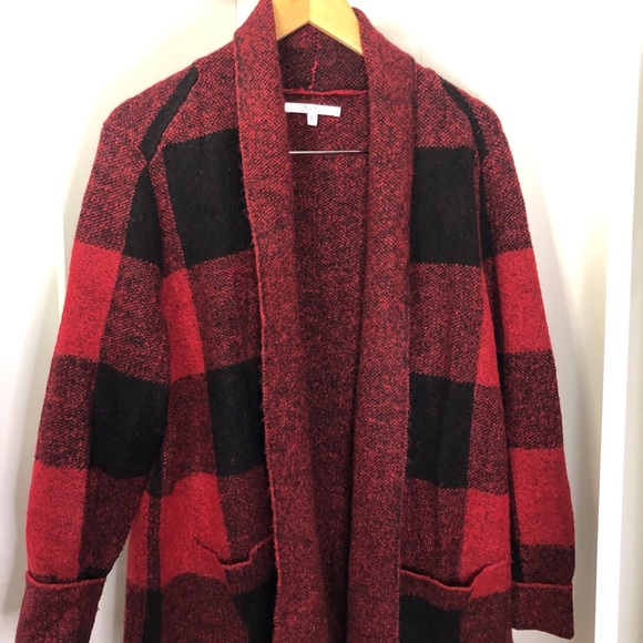 Great condition Alfred Sung Red Gingham pattern long cardigan - Size XL - Picture 3 of 7